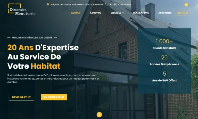 Dimension Menuiserie Site Web 2025